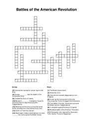 Battles of the American Revolution Crossword Puzzle