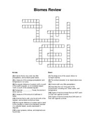 Biomes Review Crossword Puzzle