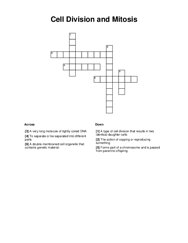 Cell Division and Mitosis Crossword Puzzle