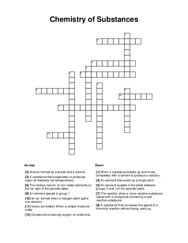 Chemistry of Substances Crossword Puzzle