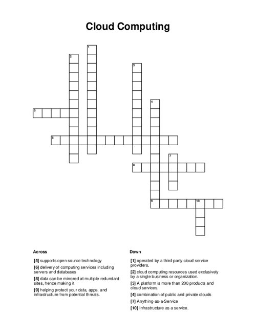 Cloud Computing Crossword Puzzle