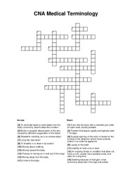 CNA Medical Terminology Crossword Puzzle
