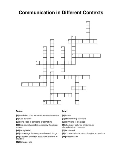 Communication in Different Contexts Crossword Puzzle