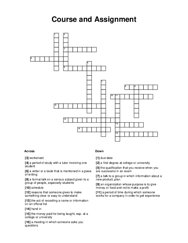 Course and Assignment Crossword Puzzle