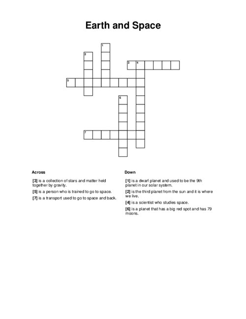 Earth and Space Crossword Puzzle