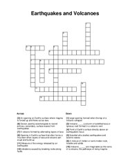 Earthquakes and Volcanoes Crossword Puzzle