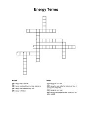 Energy Terms Crossword Puzzle