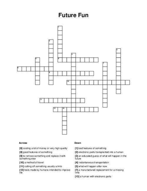 Future Fun Crossword Puzzle