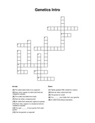 Genetics Intro Crossword Puzzle