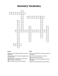 Geometry Vocabulary Crossword Puzzle
