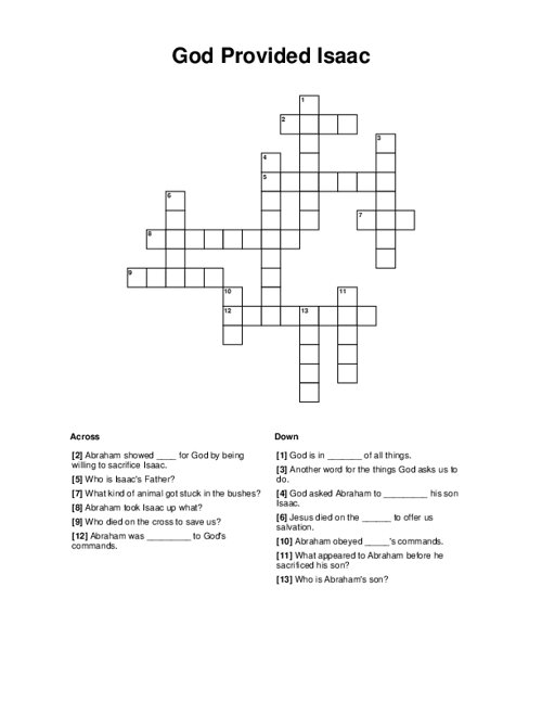 God Provided Isaac Crossword Puzzle