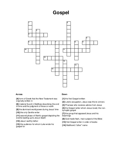 Gospel Crossword Puzzle
