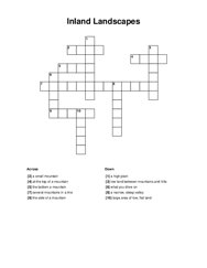 Inland Landscapes Crossword Puzzle