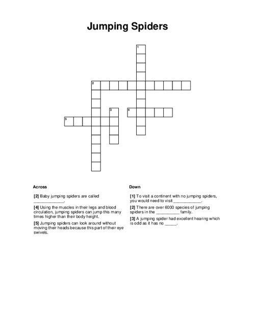 Jumping Spiders Crossword Puzzle