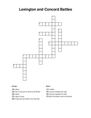 Lexington and Concord Battles Crossword Puzzle