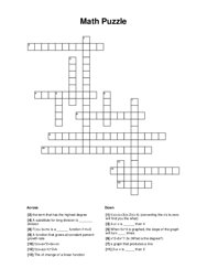 Math Puzzle Crossword Puzzle