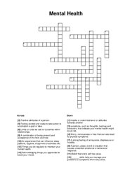 Mental Health Crossword Puzzle