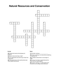 Natural Resources and Conservation Crossword Puzzle