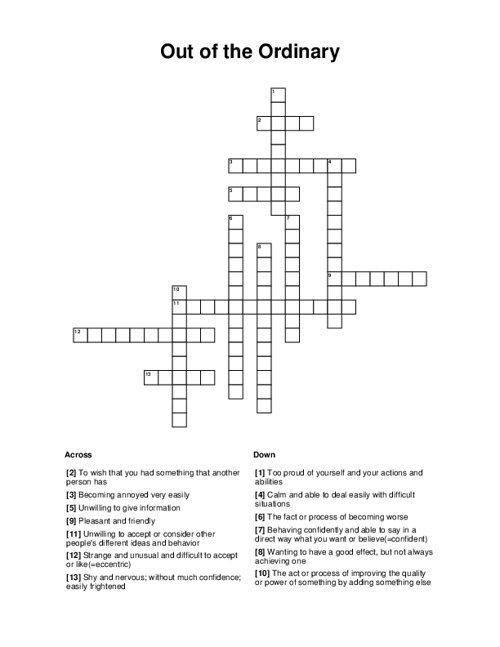 Out of the Ordinary Crossword Puzzle