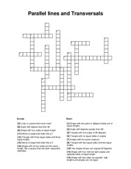 Parallel lines and Transversals Crossword Puzzle
