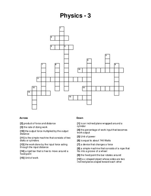 Physics - 3 Crossword Puzzle