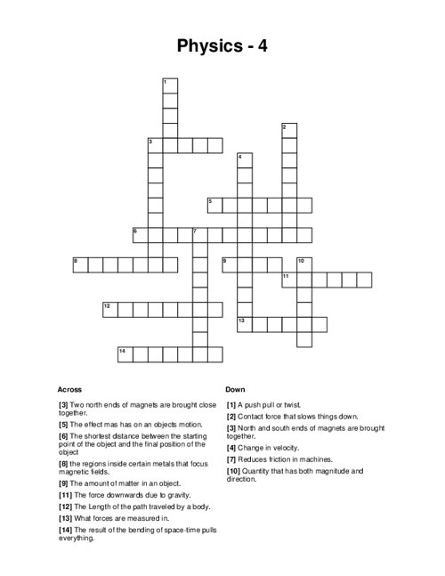 Physics - 4 Crossword Puzzle