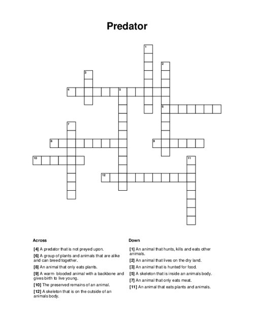 Predator Crossword Puzzle