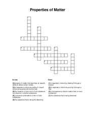 Properties of Matter Crossword Puzzle
