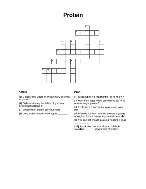 Protein Crossword Puzzle