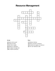 Resource Management Crossword Puzzle