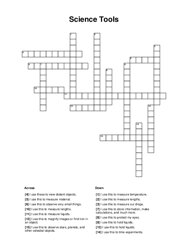Science Tools Crossword Puzzle