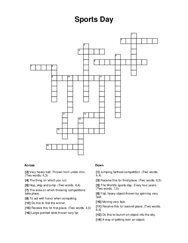 Sports Day Crossword Puzzle