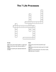 The 7 Life Processes Crossword Puzzle