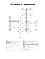 The Articles of Confederation Crossword Puzzle