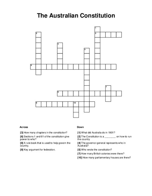 The Australian Constitution Crossword Puzzle
