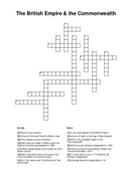 The British Empire & the Commonwealth Crossword Puzzle