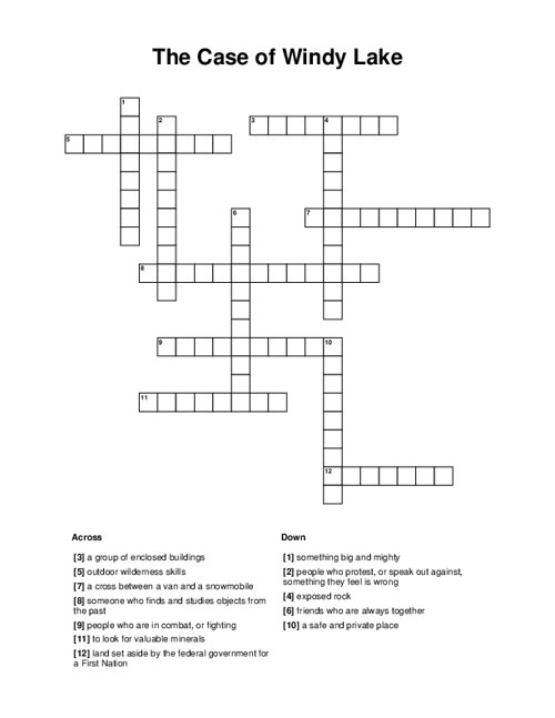 The Case of Windy Lake Crossword Puzzle