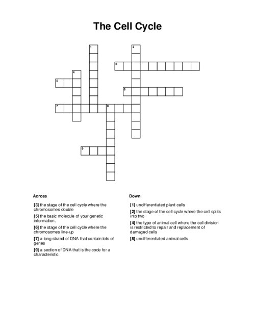 The Cell Cycle Crossword Puzzle