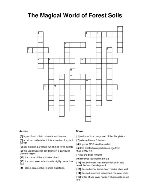 The Magical World of Forest Soils Crossword Puzzle