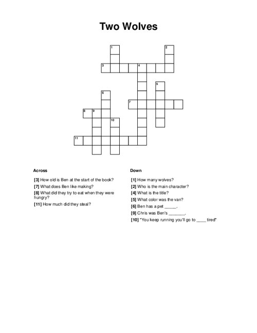 Two Wolves Crossword Puzzle