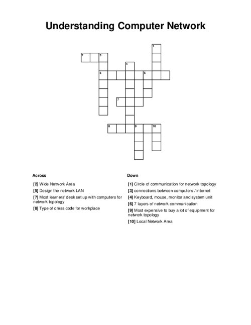 Understanding Computer Network Crossword