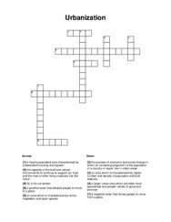 Urbanization Crossword Puzzle