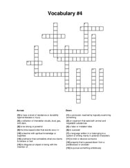 Vocabulary #4 Crossword Puzzle