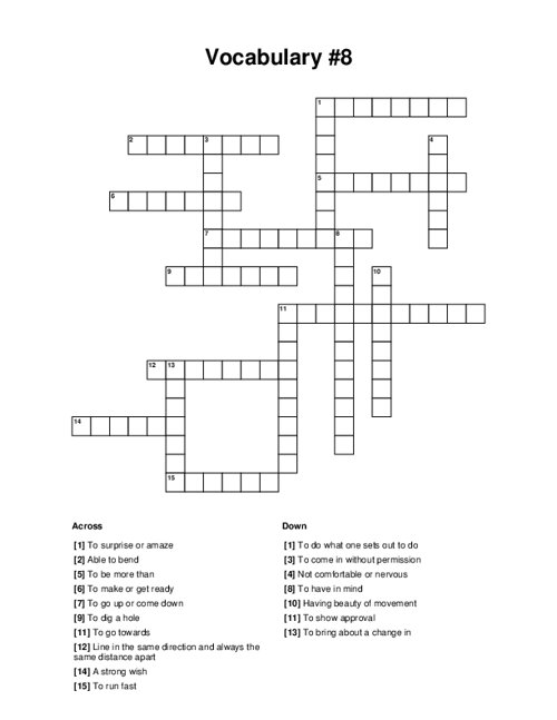 Vocabulary #8 Crossword Puzzle