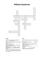 Williams Syndrome Crossword Puzzle