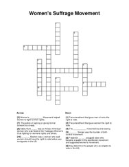 Womens Suffrage Movement Crossword Puzzle