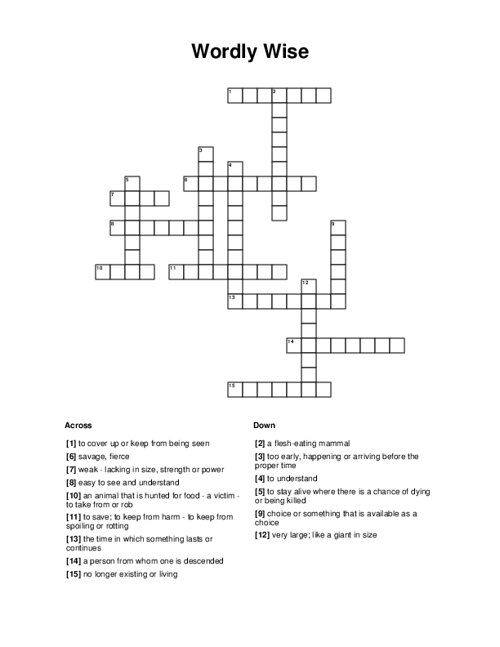 Wordly Wise Crossword Puzzle