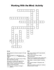 Working With the Mind: Activity Crossword Puzzle