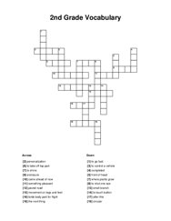 2nd Grade Vocabulary Crossword Puzzle