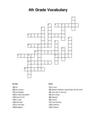 4th Grade Vocabulary Crossword Puzzle